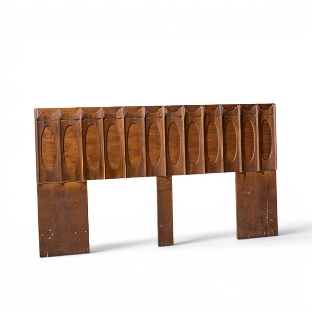 Tobago Mid Century King Headboard This headboard measures: 80 wide x 3.25 deep x 44 inches high Good Vintage Condition -...