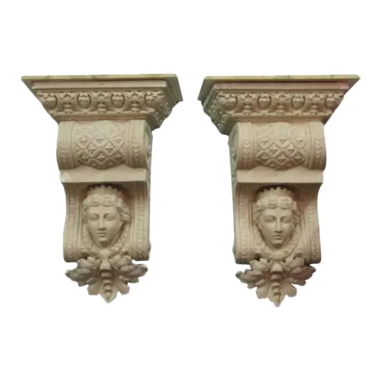 Antique Large Architectural Corbel Wall Brackets- a Pair For Sale