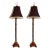 Lamp Pair & Shades Faux Metal Bamboo Restored For Sale