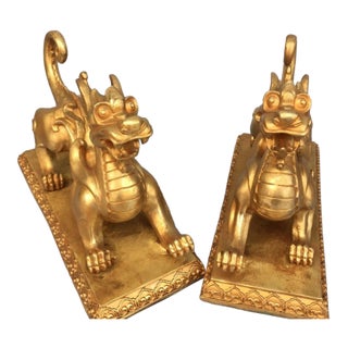 Pair of Gilt Bronze Figures of Mythical Beasts (Pixiu) For Sale