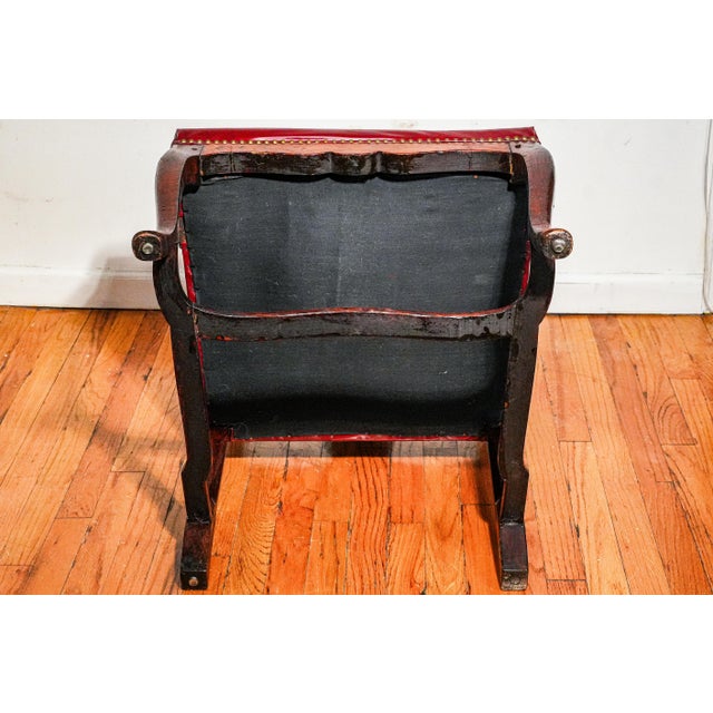 Beautiful English Antique Carved Wood Walnut Desk Arm Chair Leather Seat For Sale - Image 17 of 18