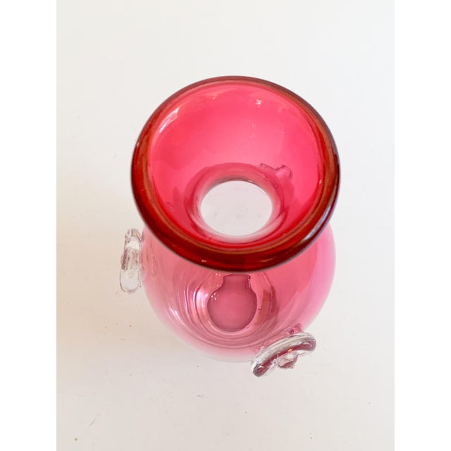 1960s Chalet Glass Rubina Vase With Sergio Pagnin Faces For Sale - Image 4 of 11