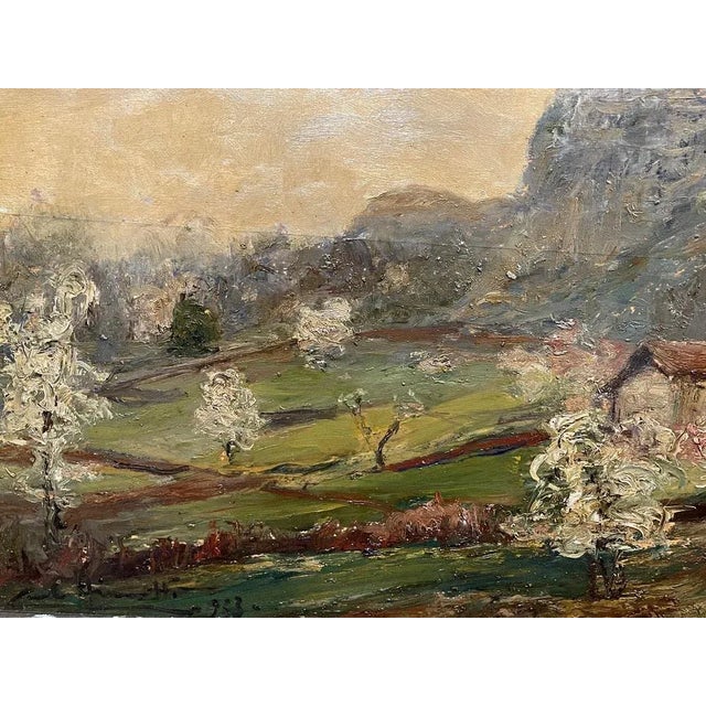 Carlo Aimetti, Mountain Landscape, 20th Century, Oil on Panel, Framed For Sale - Image 4 of 7