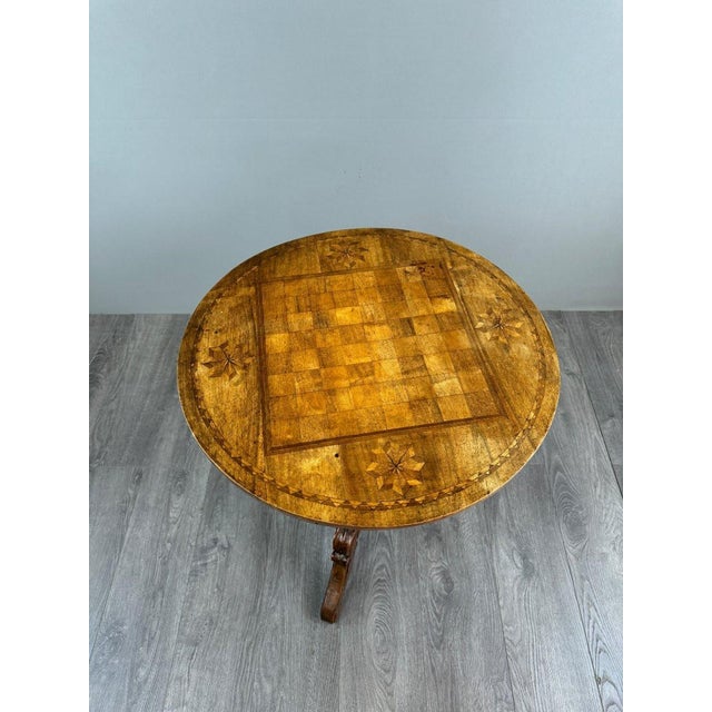 19th Century 20th Century Marquetry Wood Pedestal Table, 1890s For Sale - Image 5 of 9