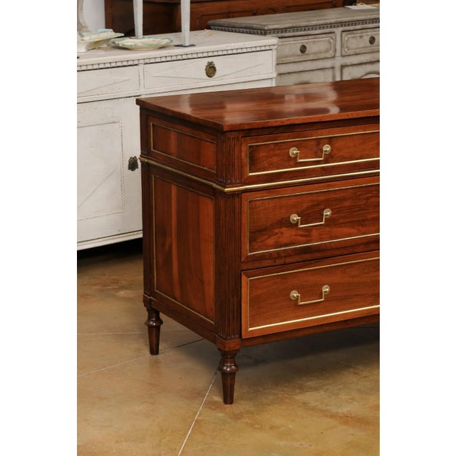 Wood French Louis XVI Style 1890s Commode with Graduated Drawers and Brass Hardware For Sale - Image 7 of 13