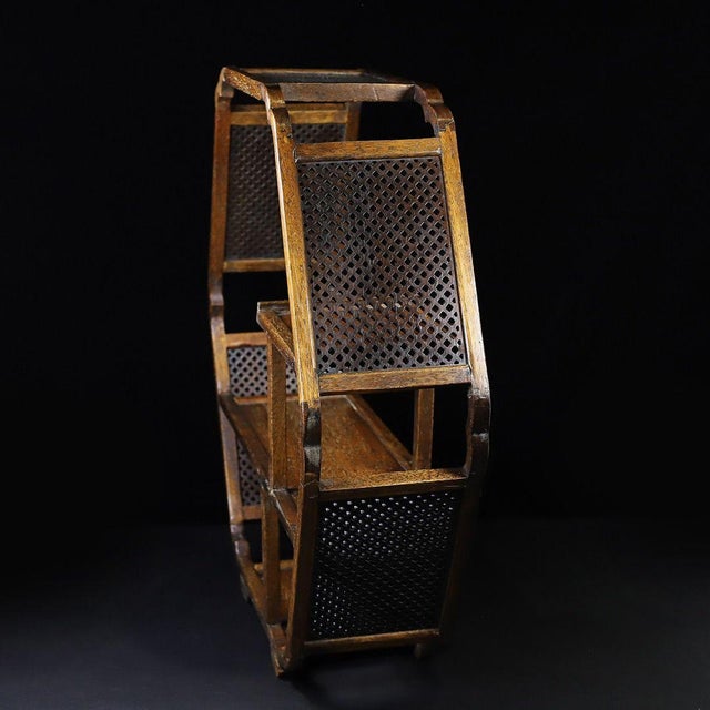 Mid 20th Century Vintage Chinese Huali Rosewood Reticulated Hexagonal "Curio" Display Stand (Bogujia) For Sale - Image 5 of 8