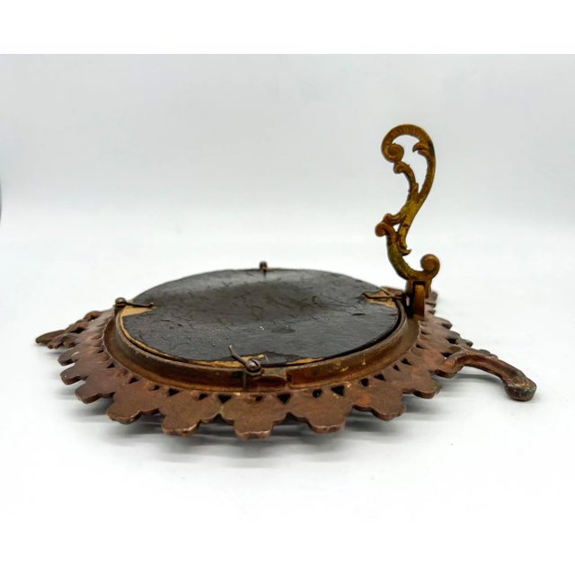 Antique Victorian Gilt Metal Table Mirror – Clover & Floral Frame – Rococo Revival / English Cottage For Sale - Image 11 of 16