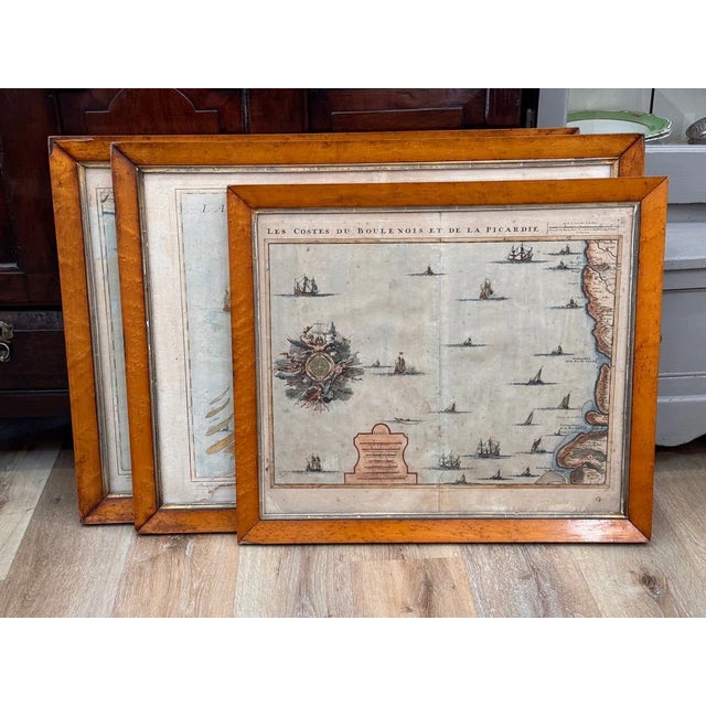 Nautical Three Framed 18th C. Nautical Maps of France, Harrewijn, Fricx For Sale - Image 3 of 17
