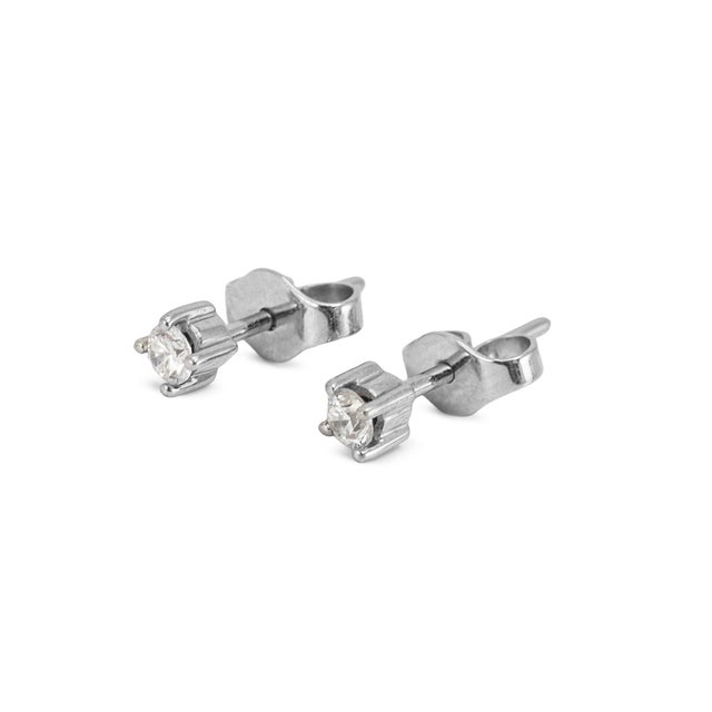 Gender: Unisex Metal Type: 14K White Gold Length: 2.90 mm Weight: 1.09 grams Unisex 14K white gold diamond stud earrings...