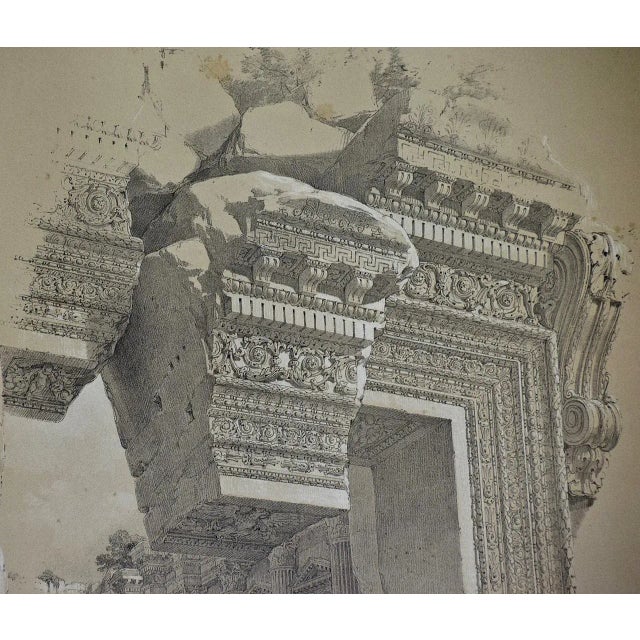 Realism "The Doorway of Baalbec": A David Roberts ' 19th Century Hand Colored Lithograph, 1849 For Sale - Image 3 of 7
