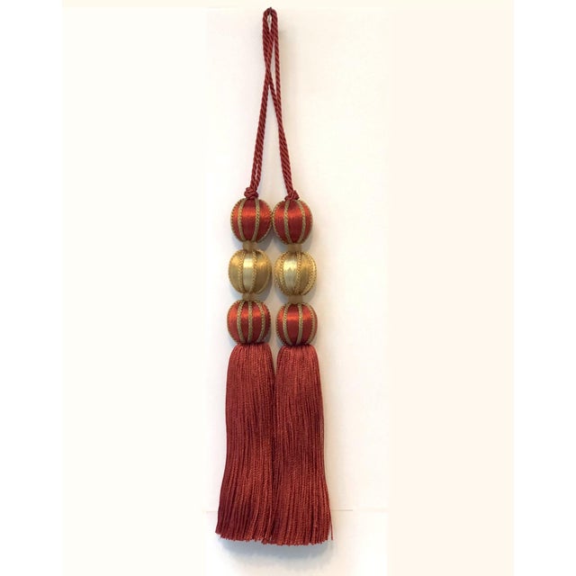 Red Beaded Key Tassels - 7.5" - a Pair For Sale - Image 4 of 14