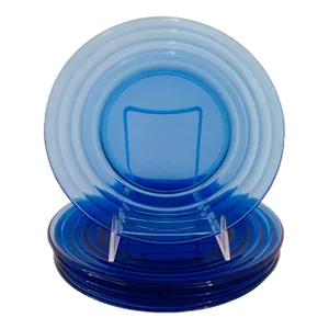 1930s Hazel Atlas Cobalt Blue Dinner Plates - Set of 6