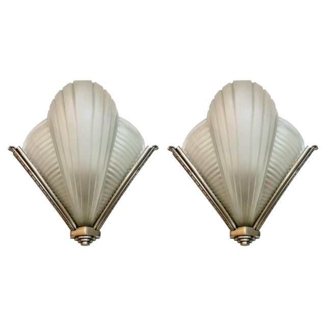 Transparent French Art Deco Wall Sconces by Petitot - a Pair For Sale - Image 8 of 8