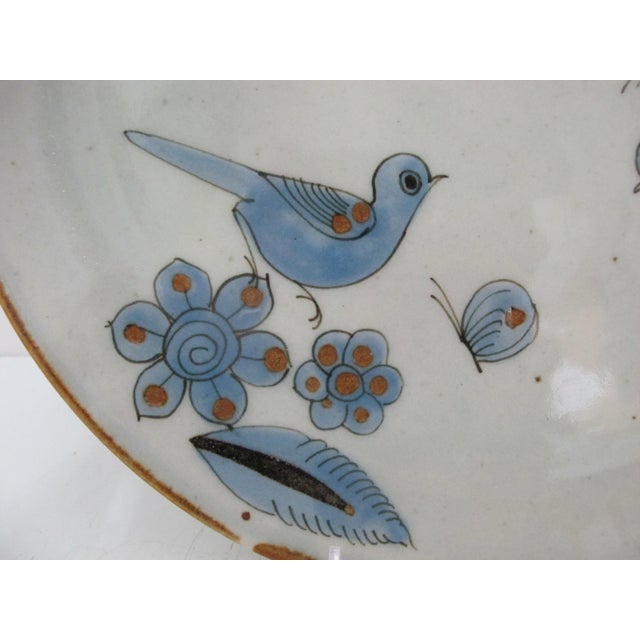 Ken Edwards El Palomar Blue Bird Flower Mexican Folk Art 11 3/4" Pottery Platter For Sale - Image 4 of 8