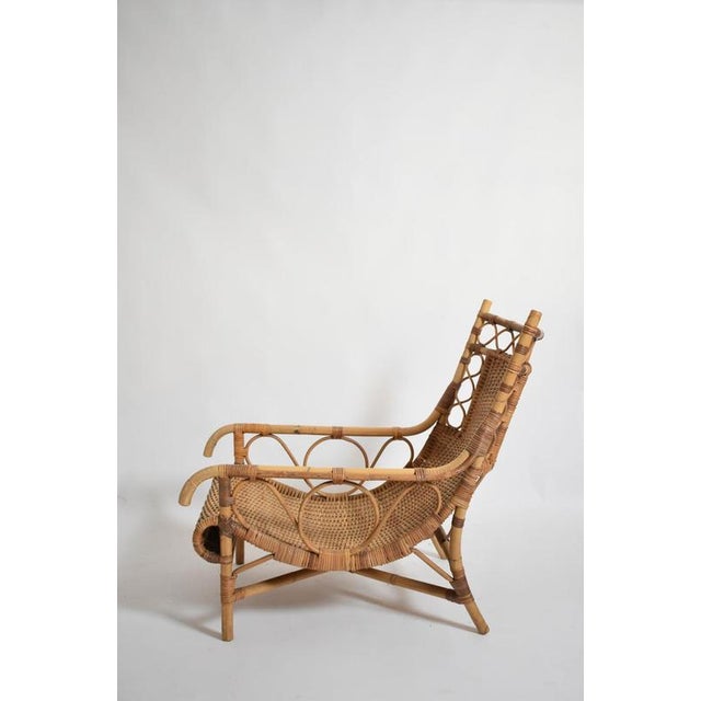 Vintage Lounge Chair in Rattan, 1950s For Sale - Image 3 of 6