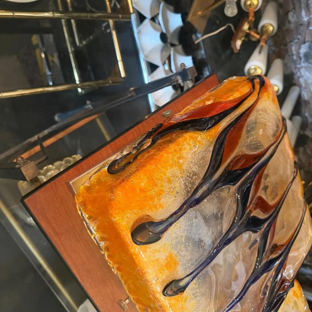 Metal 1960s Mid-Century Modern Orange and Blue Ceiling Light by Nason for Mazzega For Sale - Image 7 of 10