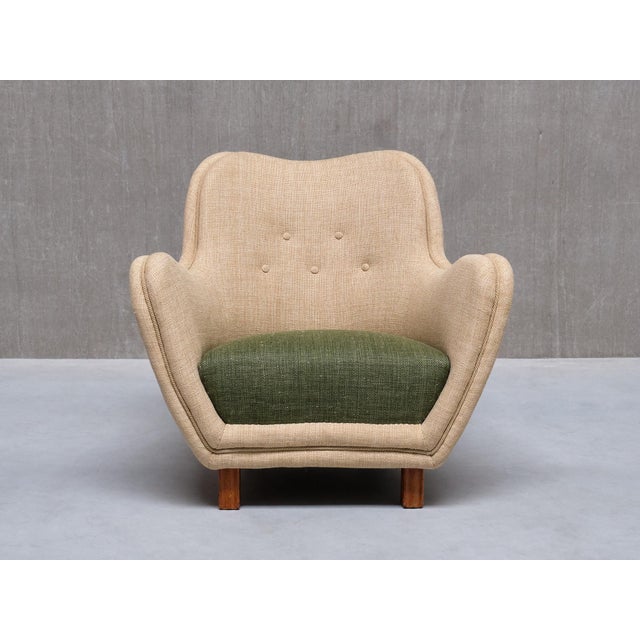 1950s Set of Armchairs in Pierre Frey Fabric and Elm by Sten Wicéns, Sweden, 1950s For Sale - Image 5 of 15