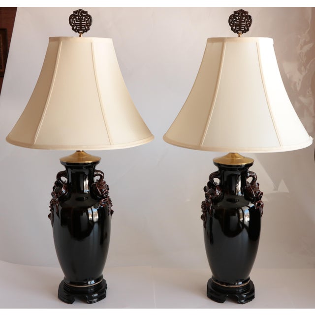 Chocolate Chinoiserie Table Lamps a Pair Chairish