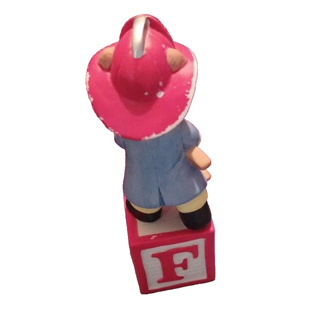 Postmodern 1992 Bronson Collectible Freddy the Fireman Alpha Block Bear Figurine "F" For Sale - Image 3 of 4