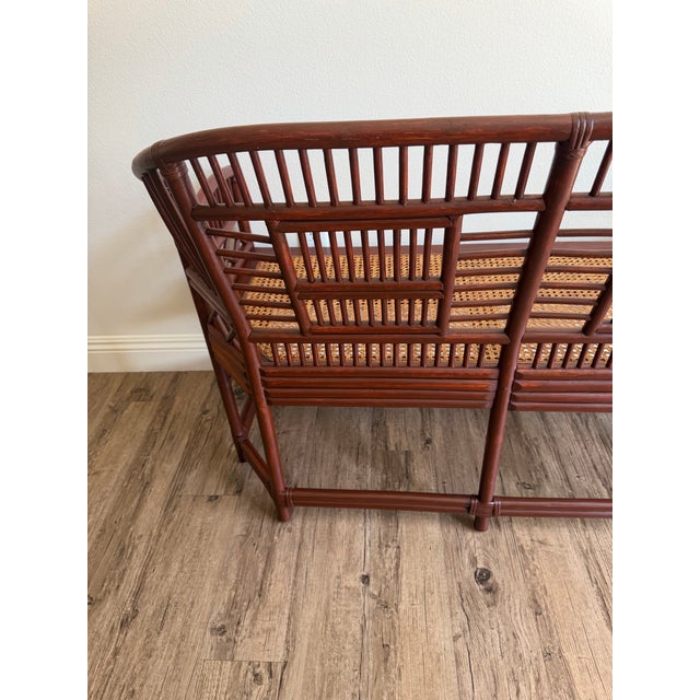Brown 1970s Brighton Pavilion Style Bamboo Rattan Cane Settee & 2 Armchairs – 3 Piece Set For Sale - Image 8 of 11