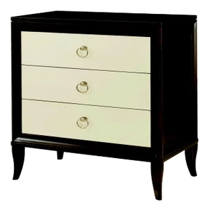 Century Furniture Tribeca Three Drawer Nightstand, Brown and Cream