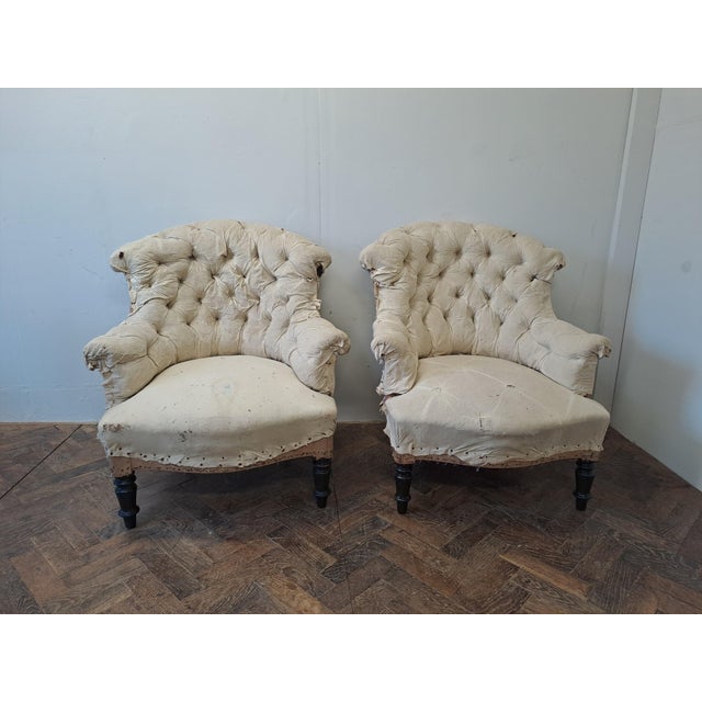 Napoleon III Upholstered Armchairs, 1880s, Set of 2 For Sale - Image 6 of 7