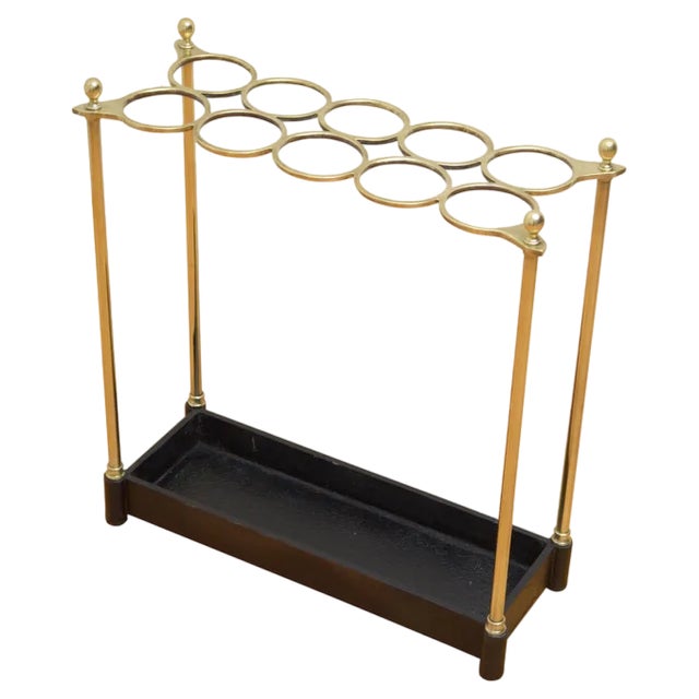 English Victorian Brass Umbrella Stand, 1890s For Sale