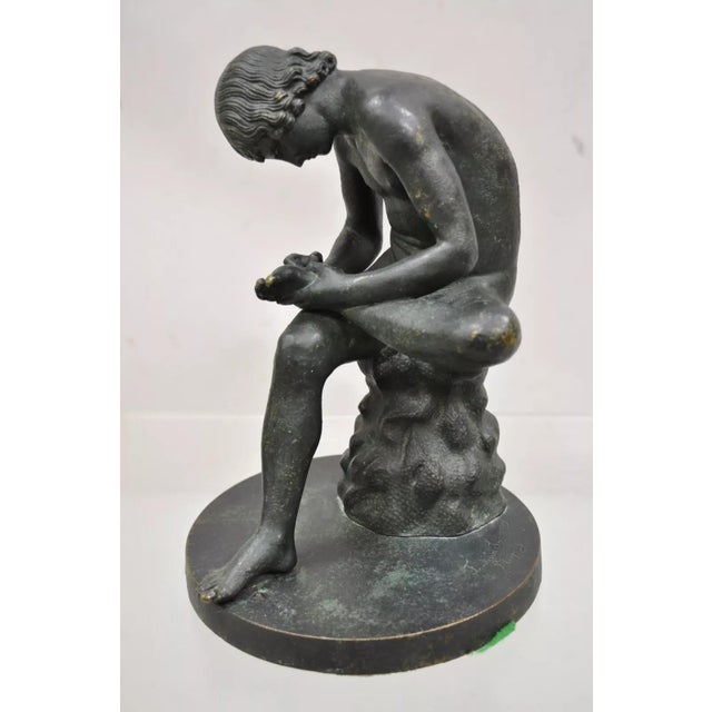 Late 19th Century Antique Figural French Bronze Spinario Boy With Thorn 10.5" Sculpture For Sale In Philadelphia - Image 6 of 12