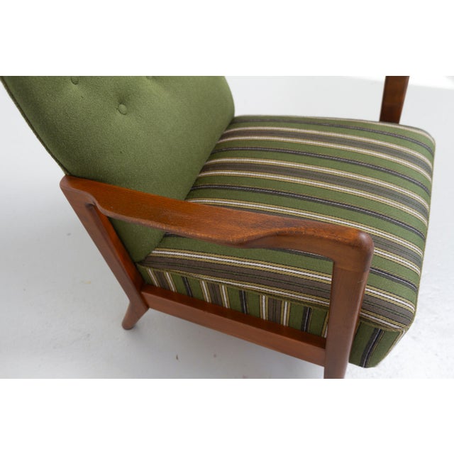 Danish Modern Lounge Chair in Beech and Green Wool by Fritz Hansen, 1940s For Sale - Image 15 of 18