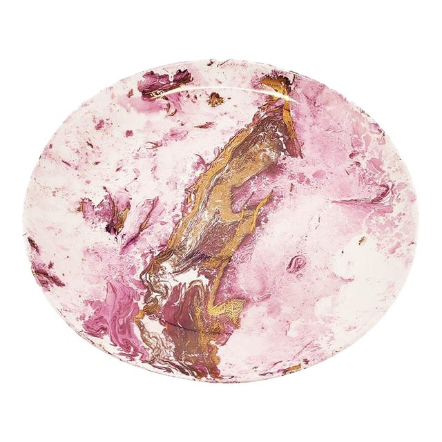 Mid Century Sascha Brastoff Surf Ballet Dinner Plate - Pink & Gold For Sale