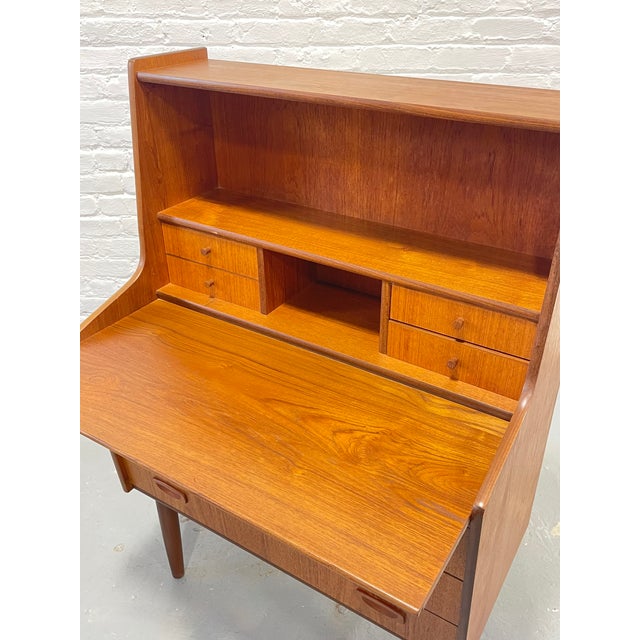 Mid Century Modern Teak Secretary Desk – Scandinavian Writing Desk With Storage, C. 1960’s For Sale - Image 11 of 15