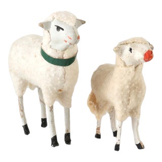 1940s German Wool Sheep, Pair For Sale
