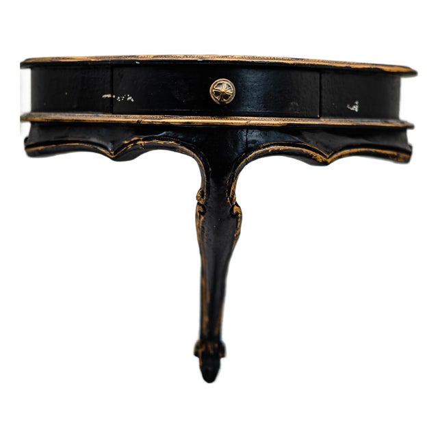 Antique Baroque Black and Gold Wall Mount Shelf With Drawer For Sale