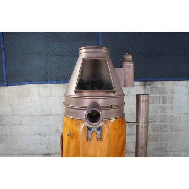 Antique W. Hartmann Oak & Copper Ships Binnacle Nautical Maritime Compass For Sale - Image 9 of 13