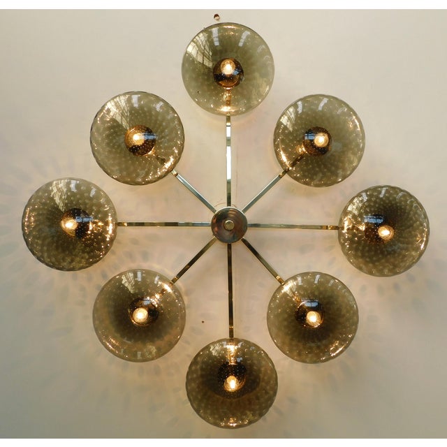 Italian 21st Century Otto Polished Brass Smoky Bubbles Murano Glass Flush Mount by Fabio LTD For Sale - Image 3 of 4
