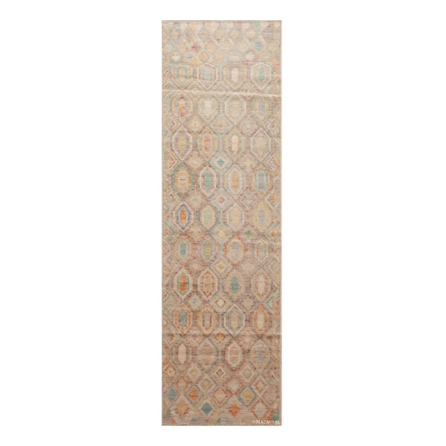 Nazmiyal Collection Tribal Geometric Diamond Design Rustic Runner Rug For Sale