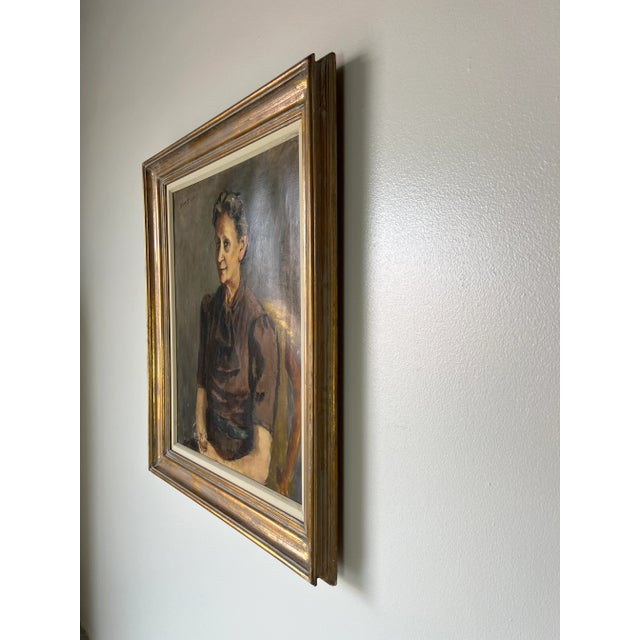 Albert B. Serwazi (American, 1905-1992) Sitting Female Portrait Oil on Canvas Painting, Framed For Sale - Image 4 of 12