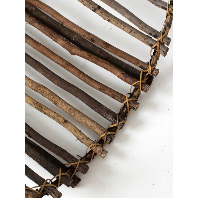 Vintage Rustic Twig Basket With Arched Handle For Sale - Image 13 of 18