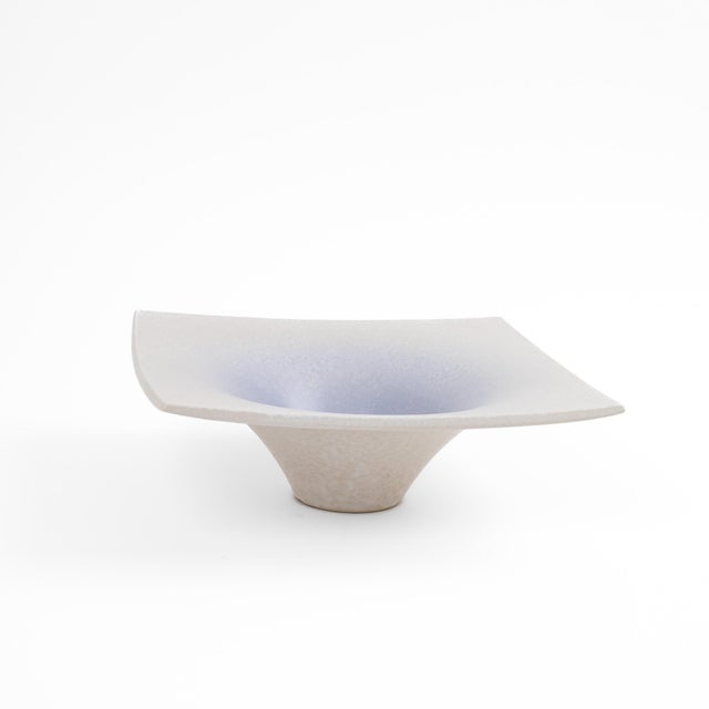 Vintage Japanese Ikebana Vase Purple-to-White Gradient Ceramic Suiban For Sale - Image 10 of 13