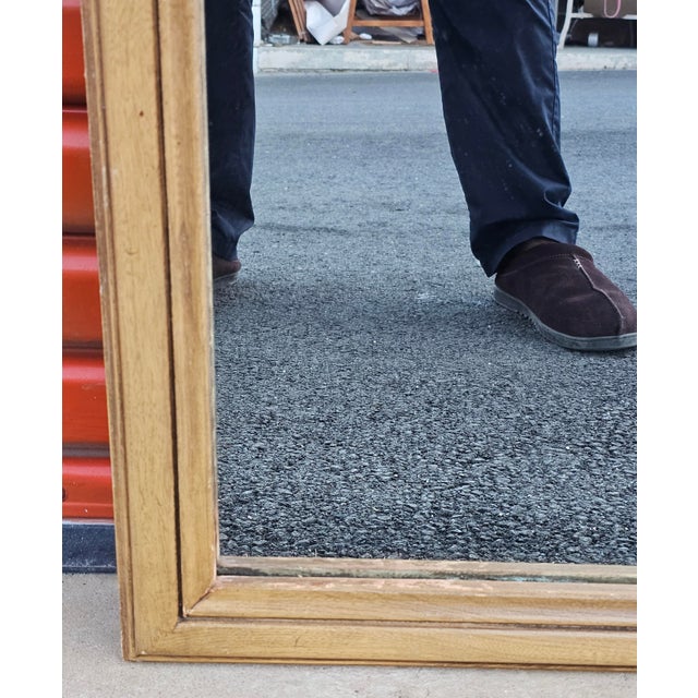 White Furniture Mid Century Modern Bisque Maple Large Wall Mirror For Sale - Image 9 of 12
