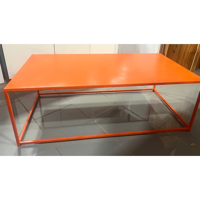 Popsicle Orange Custom Stainless Steel Indoor-Outdoor Coffee Table For Sale - Image 4 of 5
