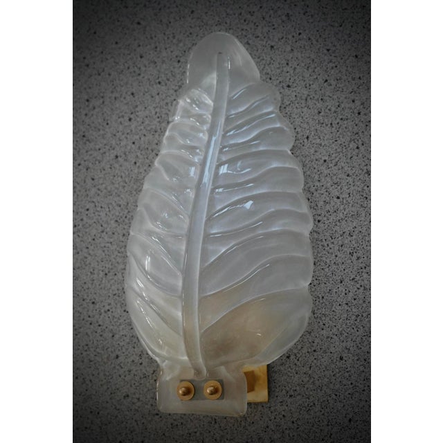Metal Murano Art Glass Sandblasted Light White and Brass Wall Light and Sconces, 2000 For Sale - Image 7 of 11