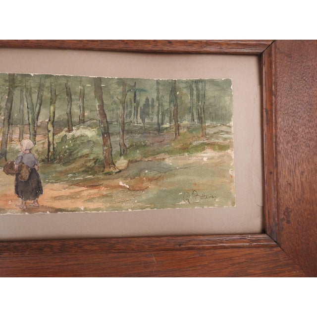 Vintage Dutch School Pastoral Watercolor Painting For Sale - Image 4 of 5