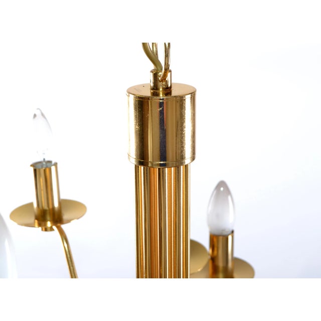 Metal Stilkronen Mid-Century Modern Nine Lights Gold Plate & Brass Chandelier Italy For Sale - Image 7 of 13