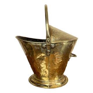 Antique Victorian Brass Coal Scuttle, 1860 For Sale
