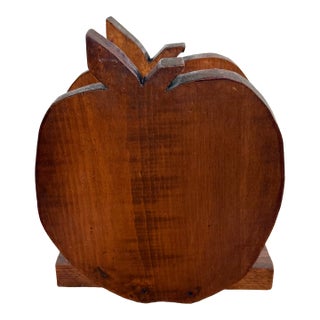 Midcentury Rustic Wooden Apple Napkin Holder For Sale