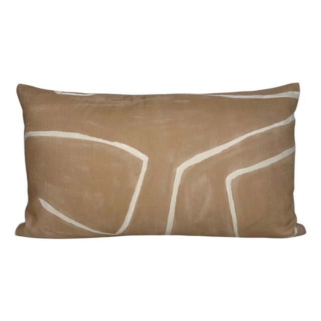 Graffito Pillow Cover in Salmon Ivory, 12x20 Pillow For Sale