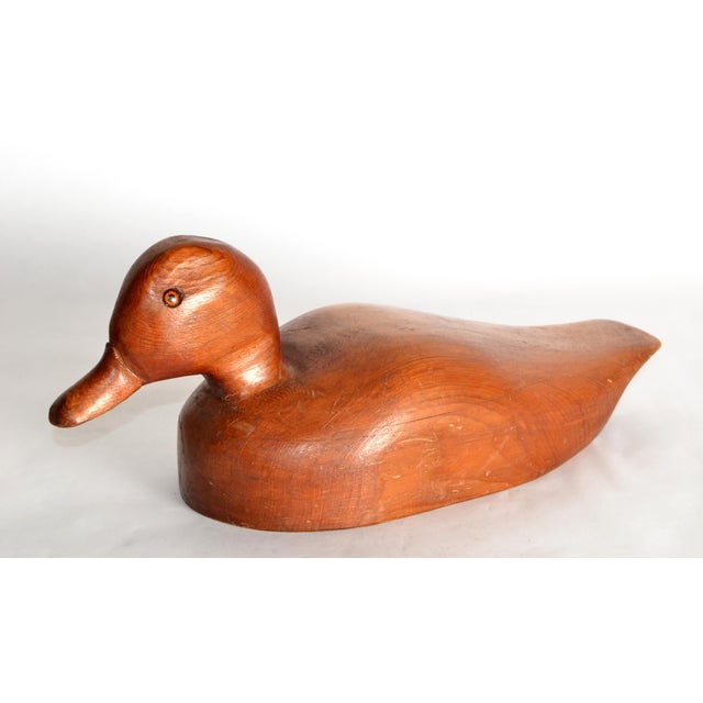 Mid-20th Century Handmade Solid Wood Blue Bill Scaup Duck Arts & Crafts Period For Sale In Miami - Image 6 of 17