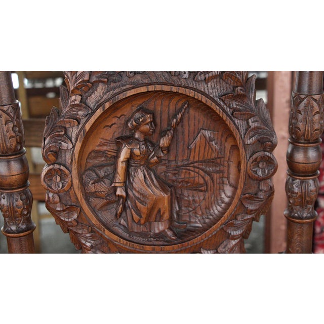 Set of 6 Antique English Renaissance Carved Wood Chairs For Sale - Image 15 of 16