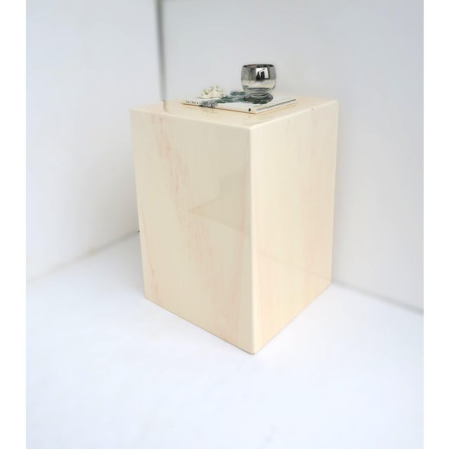 Late 20th Century Pedestal Side Table Marble Look For Sale - Image 5 of 12